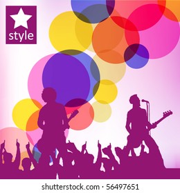 singers and the crowd of fans - vector concert poster