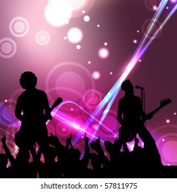 singers and the crowd of fans - vector concert poster