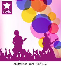singers and the crowd of fans - vector concert poster