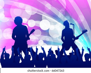 singers and the crowd of fans - vector concert poster