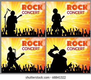 singers and the crowd of fans - vector concert posters