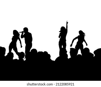 Singers man and women in rap style on white background