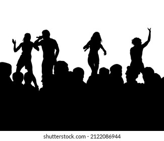 Singers man and women in rap style on white background