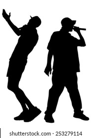 Singers, men in rap style on white background