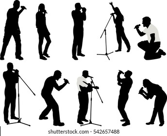 singers silhouette collection - vector