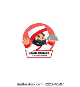 Singh ji dhaba veg and non veg Indian vector mascot logo template. 