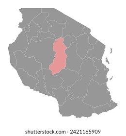 Singida Region map, administrative division of Tanzania. Vector illustration.