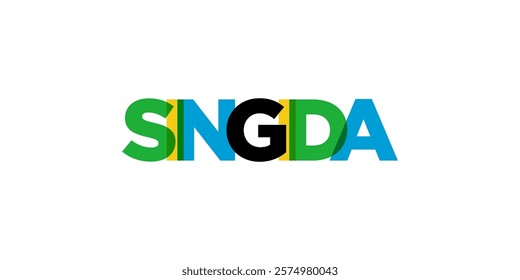 Singida in the Tanzania emblem. The design features a geometric style, vector illustration with bold typography in a modern font. The graphic slogan lettering.