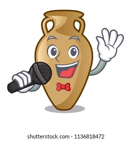 Singing amphora mascot cartoon style