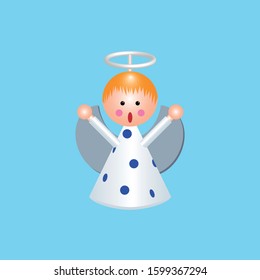 Singing angel, traditional german wood toy. Vector Illustration