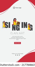 Singing is an art portrait template design.