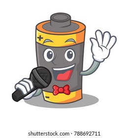 Singing battery mascot cartoon style