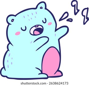 singing bear in bright neon colors