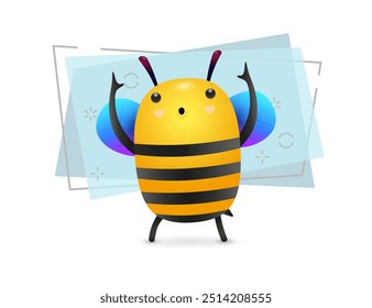 Singing bee illustration. Blue wings, cute bee. Animal, insect concept. Vector illustration can be used for topics like entertainment, hobby