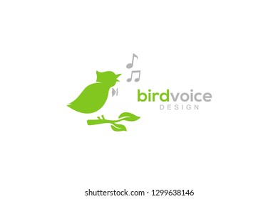 Singing Bird And Beautiful Melody Creative Concept Logo Design Vector