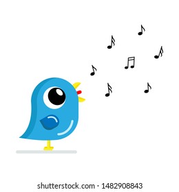 singing bird in flat style vector image