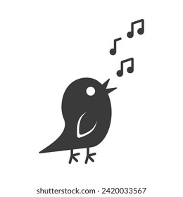 Singing bird glyph icon isolated on white background.Vector illustration.