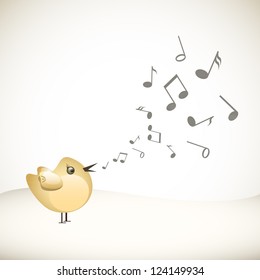 Singing bird. Greeting card