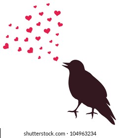 Singing bird with hearts