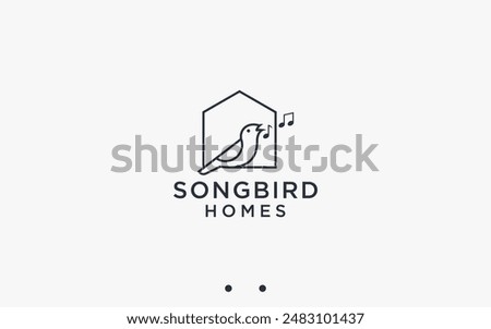 singing bird with house logo design vector silhouette illustration