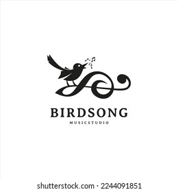 singing bird icon logo design for song vocal 2