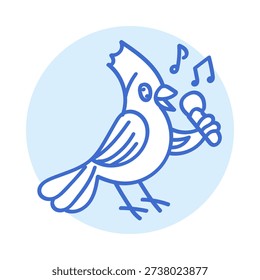 Singing Bird with Microphone Outline Icon – Music Line Vector