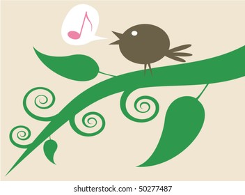 the singing bird on the branch