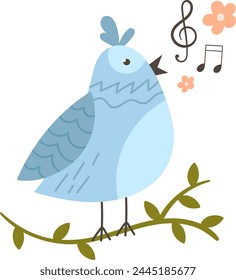 Singing Bird auf Twig Vektorillustration