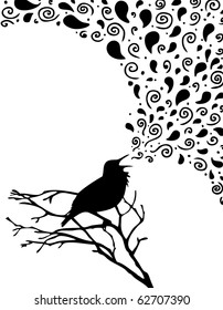 singing bird silhouette  illustration