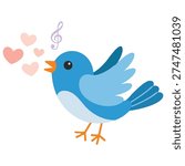 Singing bird unique creative concept isolated vector illustration on white background