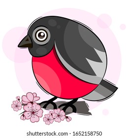 Singing Bird Vector Illustration Suitable For Greeting Card, Poster Or T-shirt Printing.