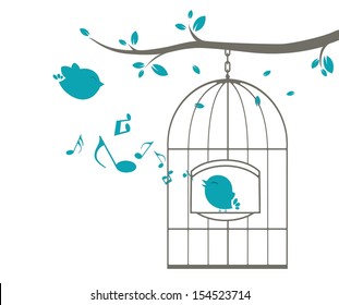 singing birds in a cage