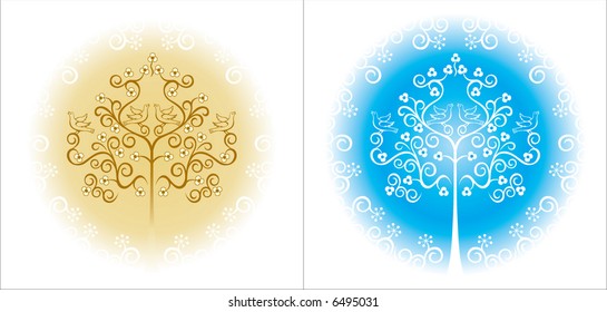 Singing birds on the tree