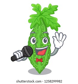 Singing bitter melon character on vegetables fresh