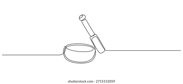 dibujo de una línea continua, dibujo de línea continua de medicina herbaria Icon. una línea de arte de canto Ilustración vectorial de tazón.