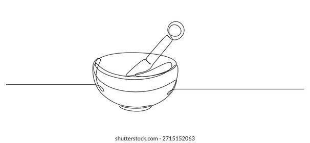 ícone de tigela de canto desenho contínuo de uma linha, Desenho de linha contínua de medicina de ervas Icon.one arte de linha cantando bowl vetor ilustração.