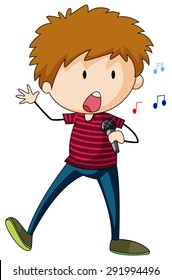 Singing boy character standing alone	