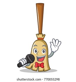Singing broom character cartoon style