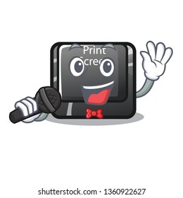 Singing button print screen isolated with cartoon