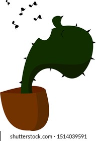 Singing cactus, illustration, vector on white background.