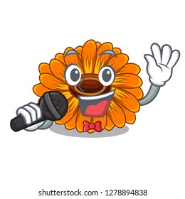 Singing calendula flower in the mascot stem