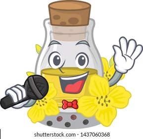 Singing canola seed oil in character shape