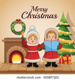 Singing cartoon of Christmas carol design