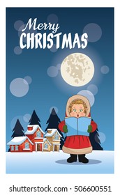 Singing cartoon of Christmas carol design