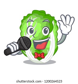 Singing cartoon fresh chinese cabbage vegetable in kitchen