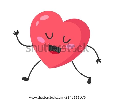 Singing Cartoon Heart. Vector illustration