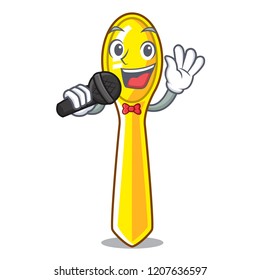 Singing cartoon plastic spoon on the plate