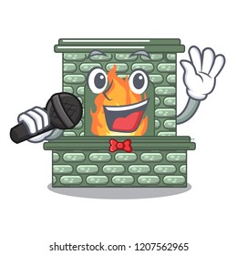 Singing cartoon stone fireplace with the flame