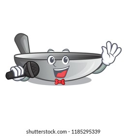 Singing cartoon wok on the kitchen utensil