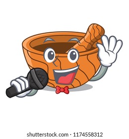 Singing cartoon wooden mortars with metallic pestles